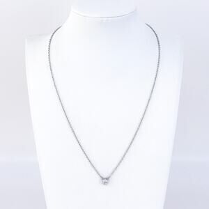 Vintage Silver Necklace with Clear Pendant